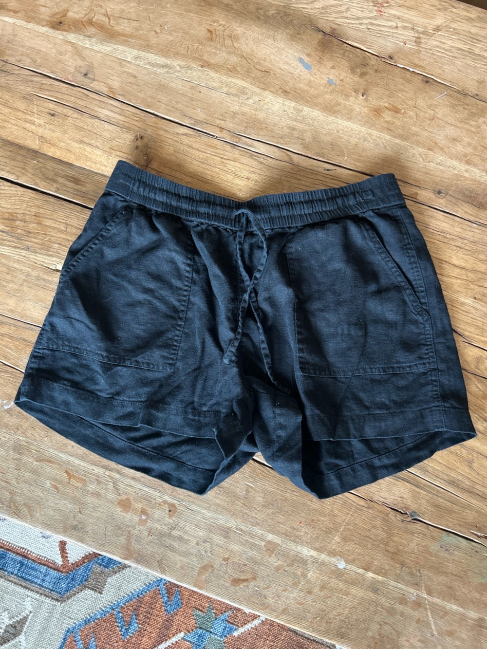 J. Crew Black Drawstring Lounge Shorts linen viscose